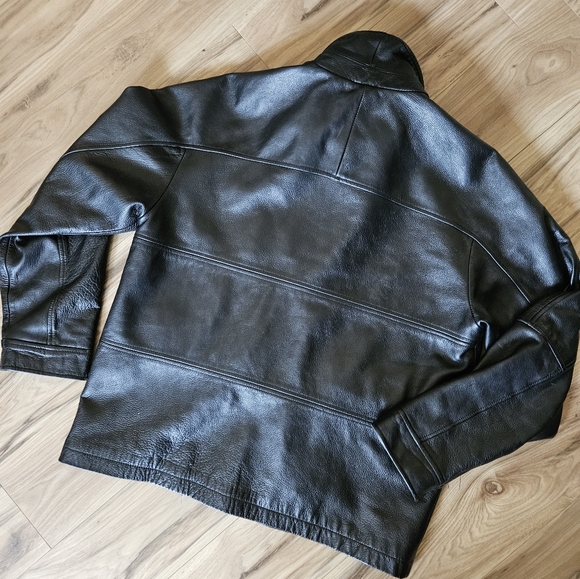 Leather Bomber Jacket Coat Medium - Picture 2 of 3